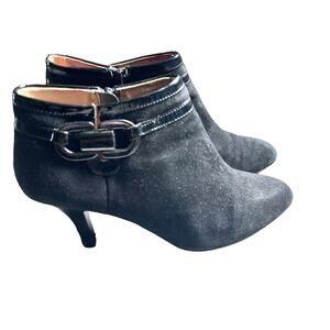Sofft Black Suede Stiletto Heel Almond Toe Ankle Booties Size 8M